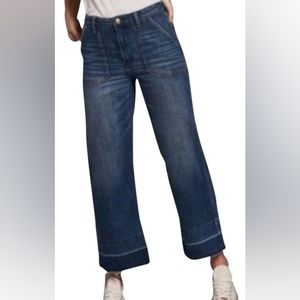 Abercrombie & Fitch cropped stovepipe wide leg stretchy jeans denim size 8 reg